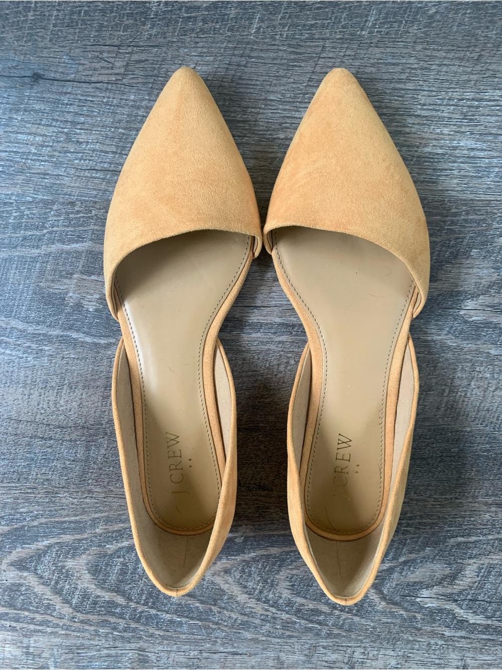 J. Crew Women's Pointed D'Orsay Flats in Mustard Yellow Suede
